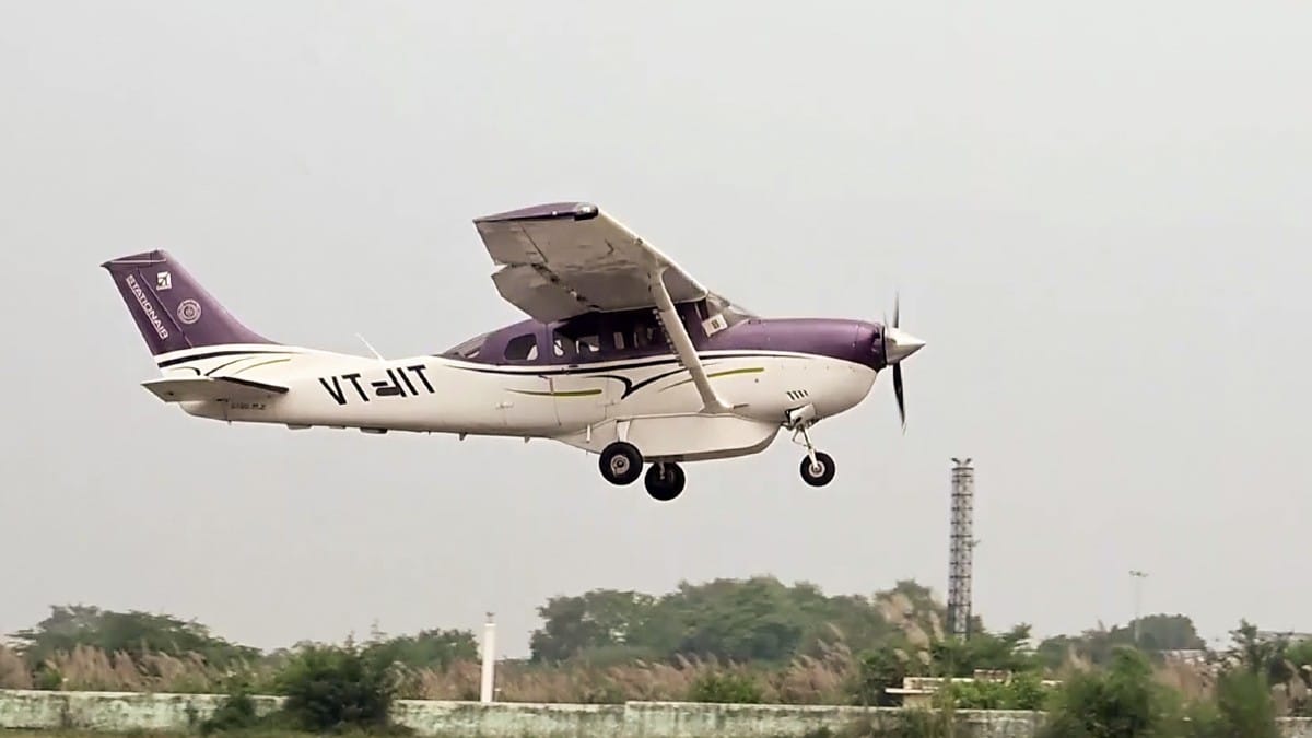 Cessna aircraft which took off from Kanpur to conduct cloud seeding trials in Delhi on Tuesday | ANI