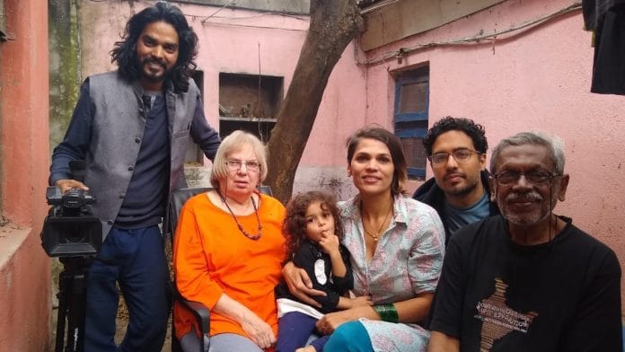 Documentary filmmaker Somnath Waghmare (extreme left) with Gail Omvedt and Bharat Patankar (extreme right) and their family | Photo: By special arrangement