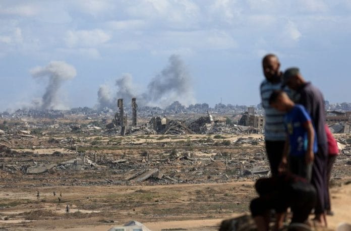 A photo showing the devastation in Gaza.