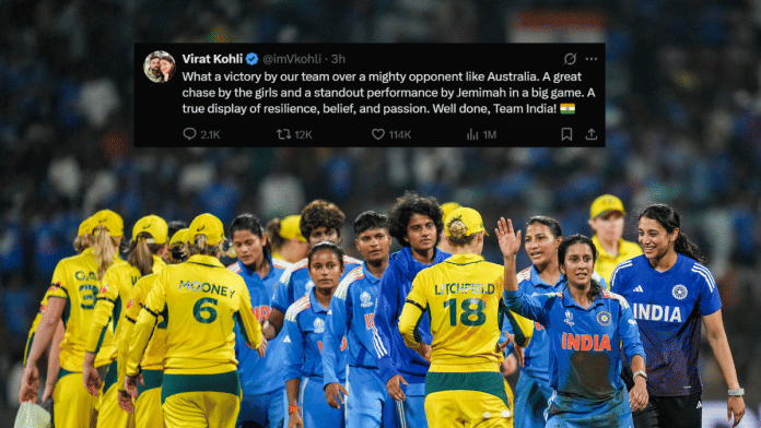 India vs Australia semi-final women's world cup | PTI & X\@imVkohli