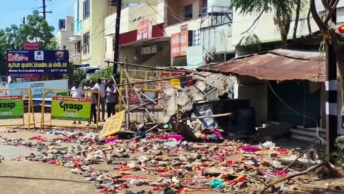 Personal belongings strewn around the site where stampede broke out during TVK rally on 27 Sept, 2025 | ANI