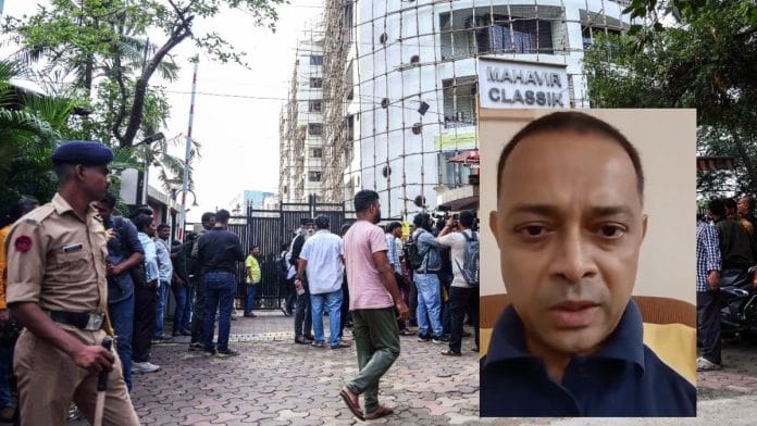 Building in Mumbai's Powai where 17 children were held hostage; inset: Rohit Aaryya | ANI