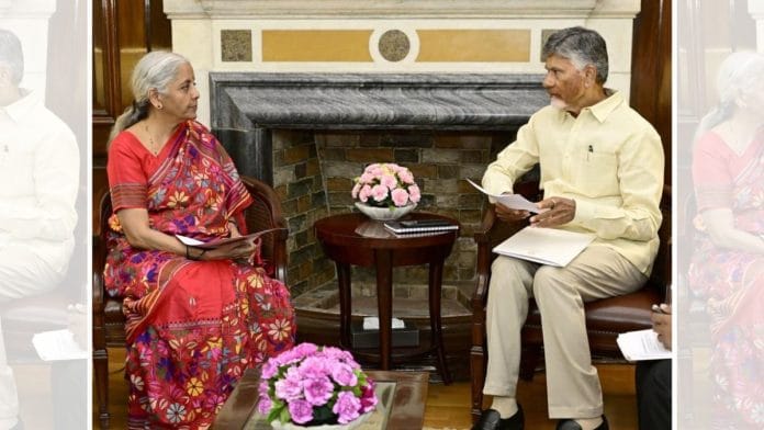Andhra Pradesh CM Naidu met Finance Minister Nirmala Sitharaman in Delhi Tuesday | X/@ncbn