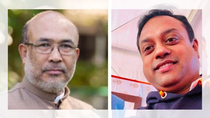 The Manipur BJP MLAs, including ex-CM Biren Singh, could meet only the party's Northeast in-charge, Sambit Patra (right) | X