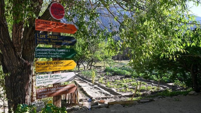 Signage on SECMOL campus explaining the lessons nature holds for us | ThePrint/Suraj Singh Bisht