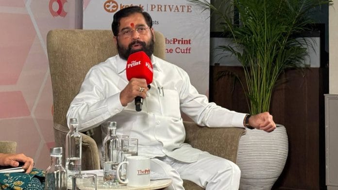 Maharashtra Deputy Chief Minister Eknath Shinde speaks at ThePrint’s Off The Cuff | Photo: Vasant Prabhu