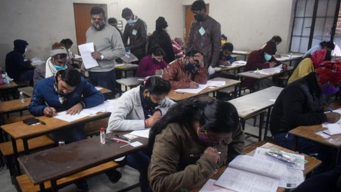 Representational image | Central Teacher Eligibility Test (CTET) exam being held at a center, in Prayagraj on 31 January, 2021 | ANI