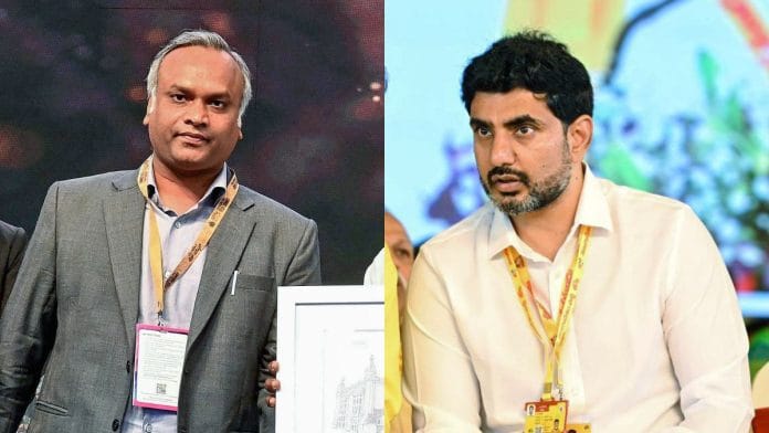 File photos of Priyank Kharge (L) and Nara Lokesh (R) | ANI