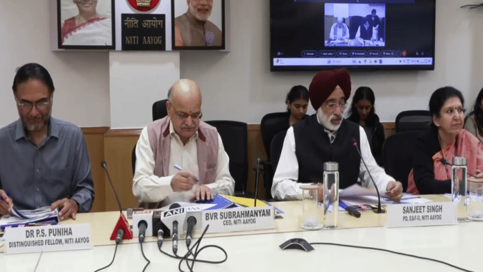 Niti Aayog CEO B.V.R. Subrahmanyam releases think tank’s Tax Policy Working Paper Series-II on Friday. | ANI