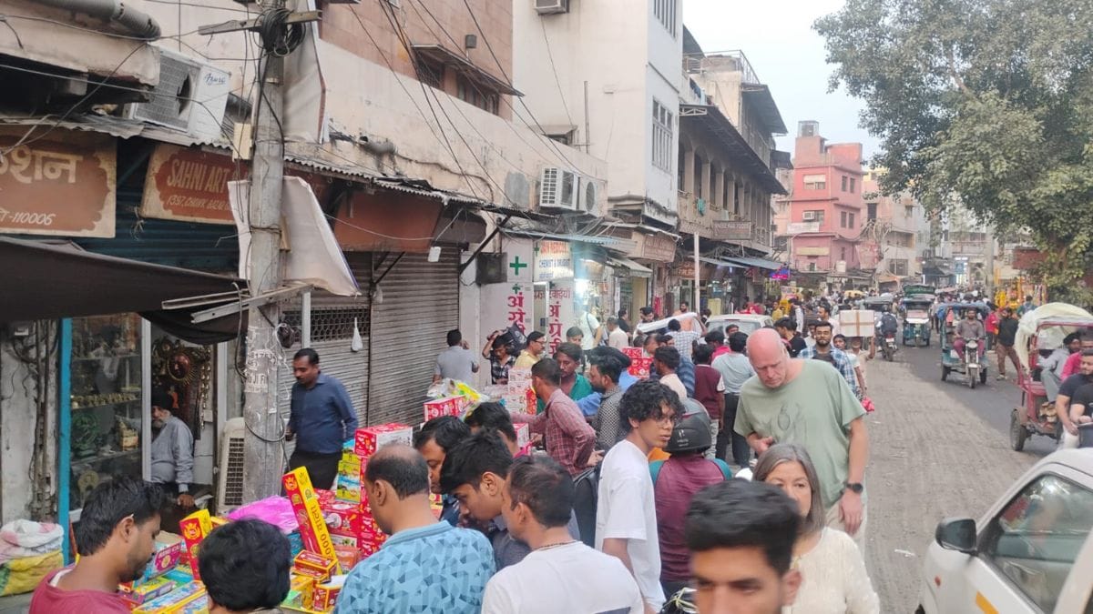 Green crackers being sold near Jama Masjid on 18 October, 2025 | ThePrint/Aditya GV