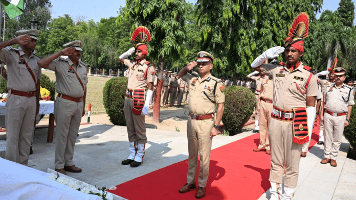 DGP O.P. Singh pays tribute at Haryana Police Academy in Karnal. | Photo: X/@opsinghips