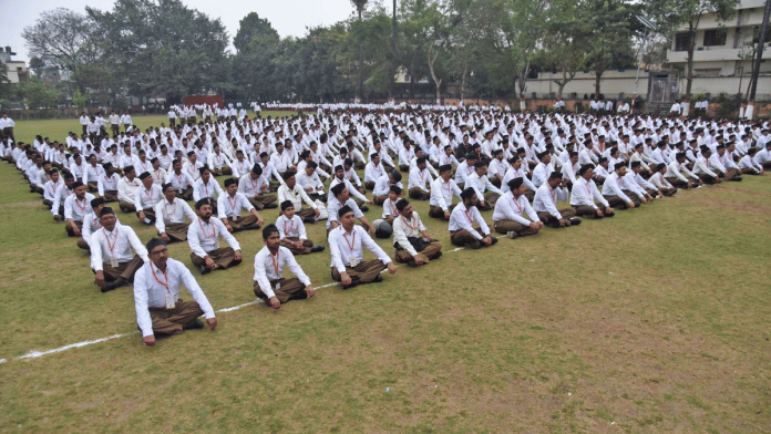 File photo of RSS members in attendance at a Sangh event | ANI