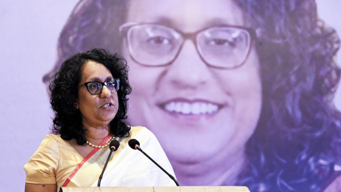 Sri Lankan Prime Minister Harini Amarasuriya speaks during a civic reception organised in her honour by India Foundation, in New Delhi on Saturday | ANI