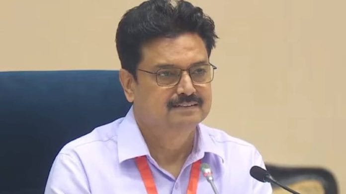 Delhi University Vice Chancellor Yogesh Singh speaks at an event titled ‘Bharat Manthan 2025: Naxal Mukt Bharat — Ending Red Terror Under Modi’s Leadership’ in Vigyan Bhawan last month | Screengrab