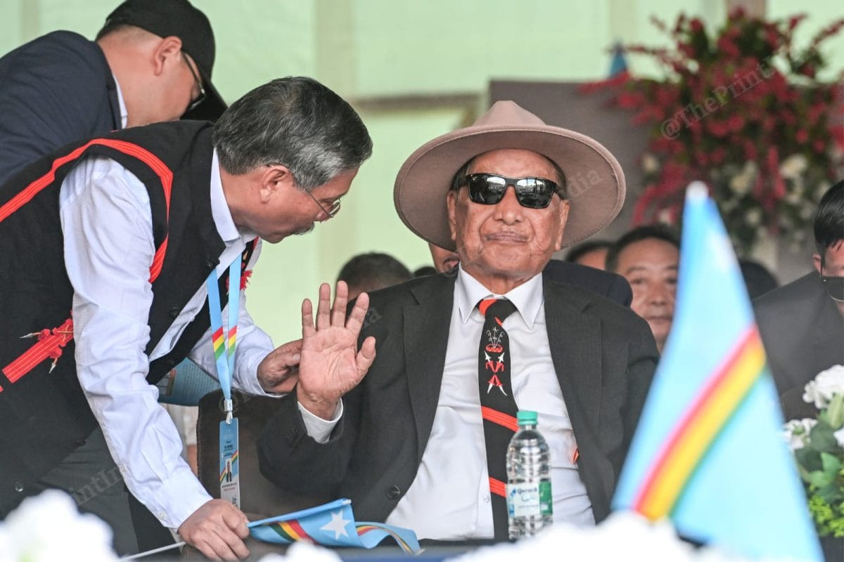 Muivah (R) talks to NSCN (IM) leader VS Atem | ThePrint/Suraj Singh Bisht
