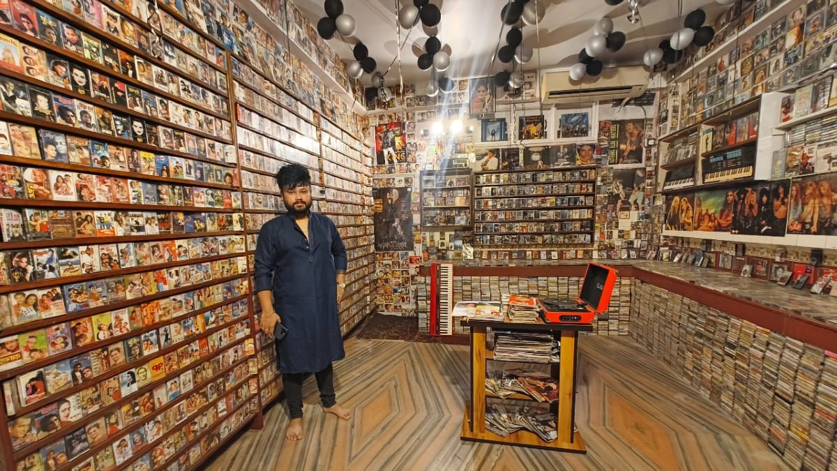 Vishal Kalita at the music library Garg inaugurated three days before Zubeen Garg’s death | ThePrint/Sourav Roy Barman