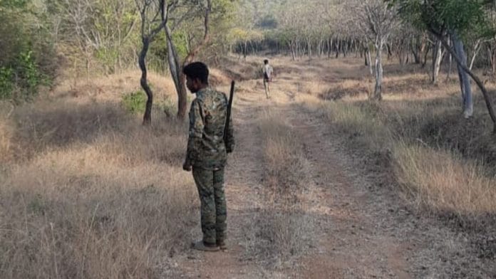 Two staffers of the forest department patrolling inside Male Mahadeshwara Sanctuary in Karnataka | By special arrangement