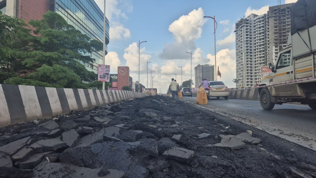 Freshly constructed Palava Bridge had to be dug up within the first week of opening, and the road had to be re-laid | Photo: Shubhangi Misra, ThePrint
