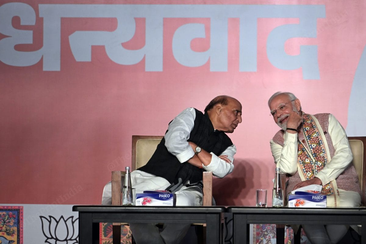 PM Modi with Defence Minister Rajnath Singh | Suraj Singh Bisht | ThePrint