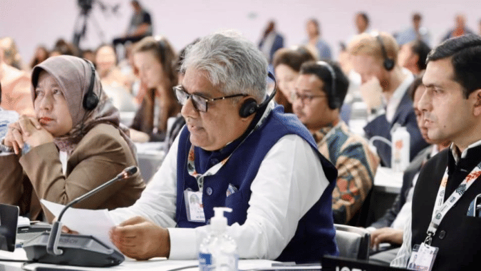 Environment Minister addresses third high-level ministerial roundtable on just transition in Belem, Brazil on sidelines of COP30. | X/@byadavbjp