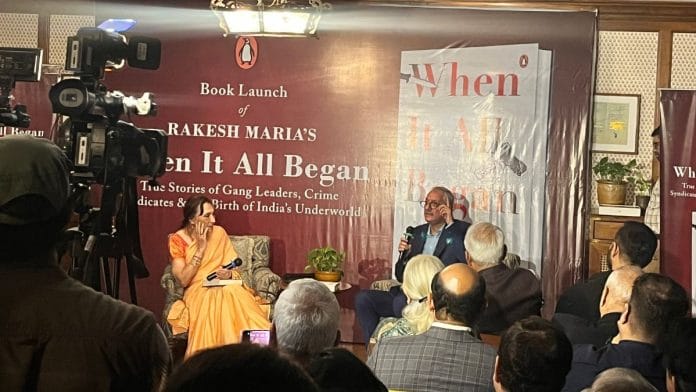 Sathya Saran in a conversation with Rakesh Maria during the launch of 'When It All Began', Soho House, Mumbai | Photo: Kasturi Walimbe, ThePrint
