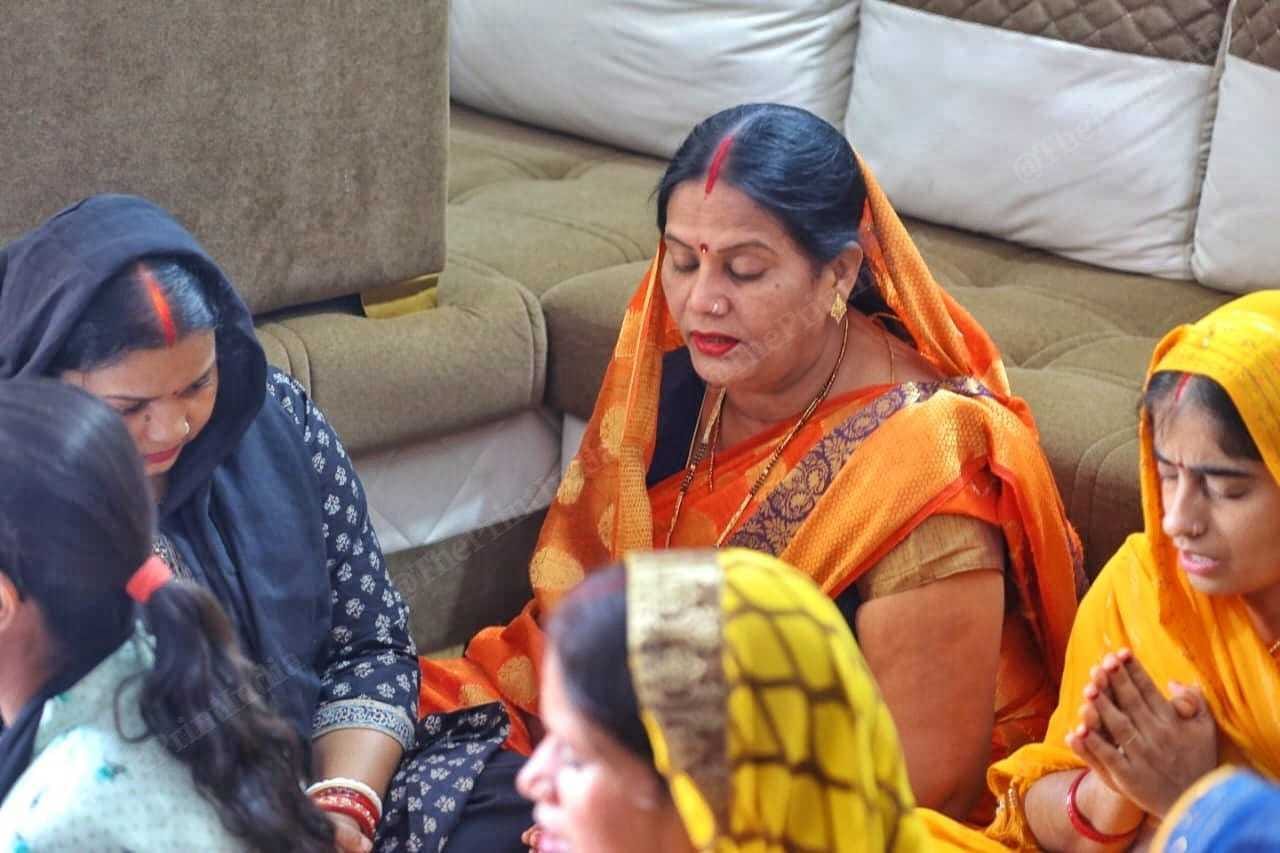 Women taking part in 'Shiv Charcha' at a house in Patna. | Picture: Suraj Singh Bisht/ThePrint
