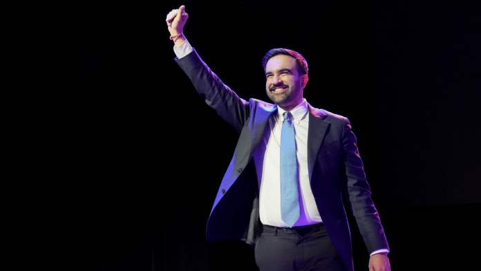Zohran Mamdani at an election night event in the Brooklyn borough of New York. | Adam Gray | Bloomberg