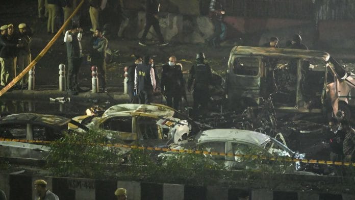 NIA team at the blast spot near Red Fort metro station in Delhi Monday | Suraj Singh Bisht | ThePrint
