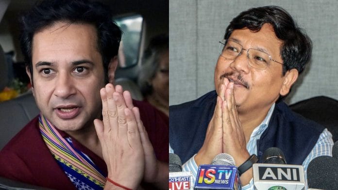 File photos of TIPRA Motha founder Pradyot Debbarma and Meghalaya CM Conrad Sangma | ANI