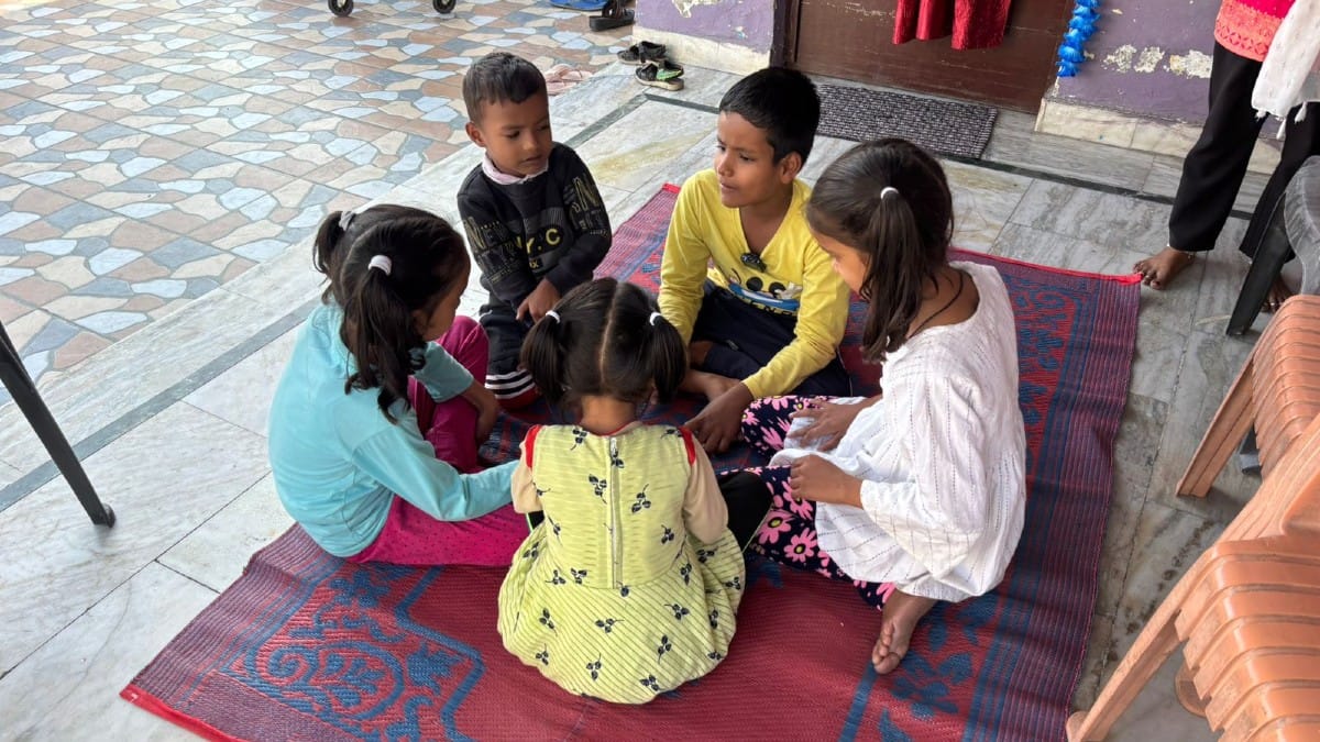 Sandarbh playing with his neighbourhood kids | ThePrint/Khadija Khan