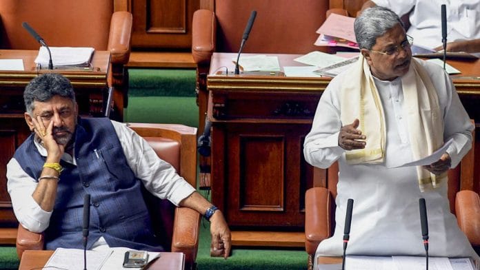 File photo of Karnataka Chief Minister Siddaramaiah and Deputy Chief Minister DK Shivakumar in the state assembly in Bengaluru | ANI