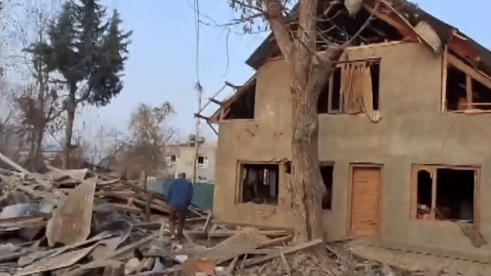 The residence of Dr Umar Un Nabi, accused in the Red Fort blast, has been demolished in Pulwama, Jammu and Kashmir | Screengrab from ANI video