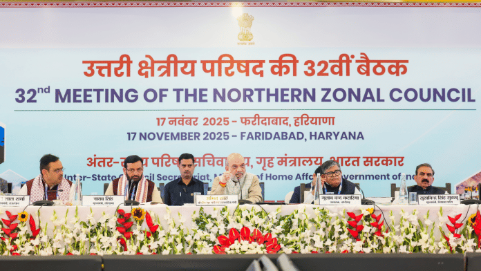 Home Minister Amit Shah at Northern Zonal Council meeting Monday. | Picture: By special arrangement