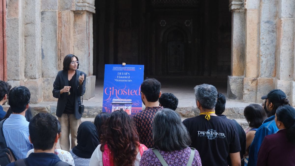 Eric Chopra unveiled the cover of his new book, 'Delhi's Haunted Monuments', at Jamali Kamali | Photo: By special arrangement 
