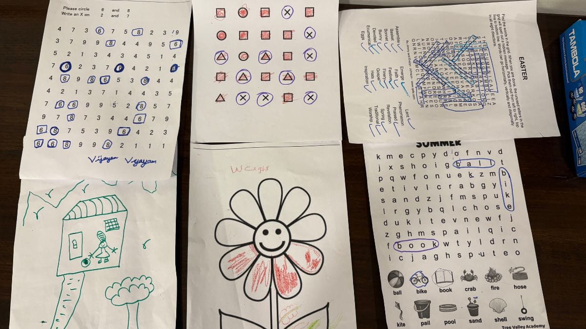 Games played and drawings created by residents during daily activities at Frida Epoch | Sakshi Mehra, ThePrint