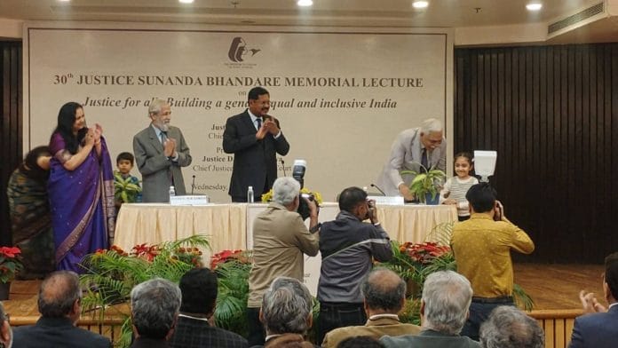Chief Justice of India BR Gavai was delivering the 30th Justice Sunanda Bhandare Memorial Lecture on 'Justice for all: Building a Gender Equal and Inclusive India' at the Multipurpose Hall of the India International Centre, Delhi | Aditya GV
