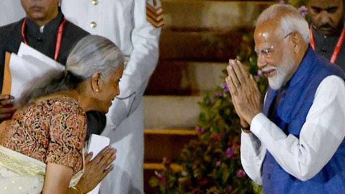 File photo of Prime Minister Narendra Modi with Finance Minister Nirmala Sitharaman | ANI