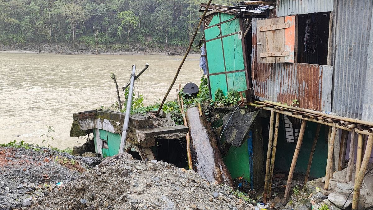 A damaged house in Teesta Bazar