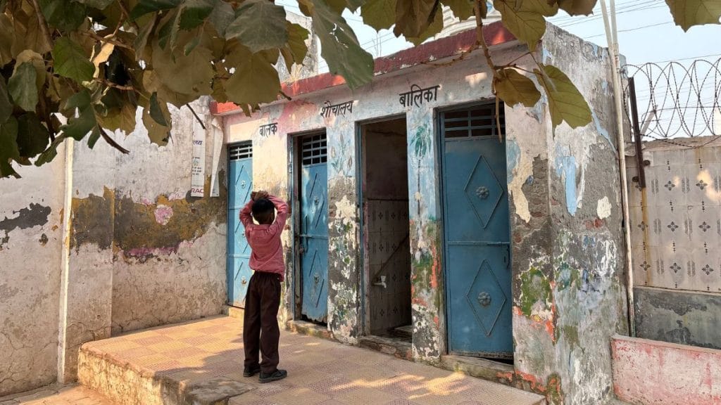 A student waiting outside the toilet in a PM Shri composite school in Greater Noida | Photo: Samridhi Tewari, ThePrint