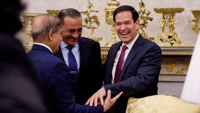 In the thick of it: Shehbaz Sharif, Asim Munir and Marco Rubio in the Oval Office | Andrew Harnik/Getty Images via Bloomberg