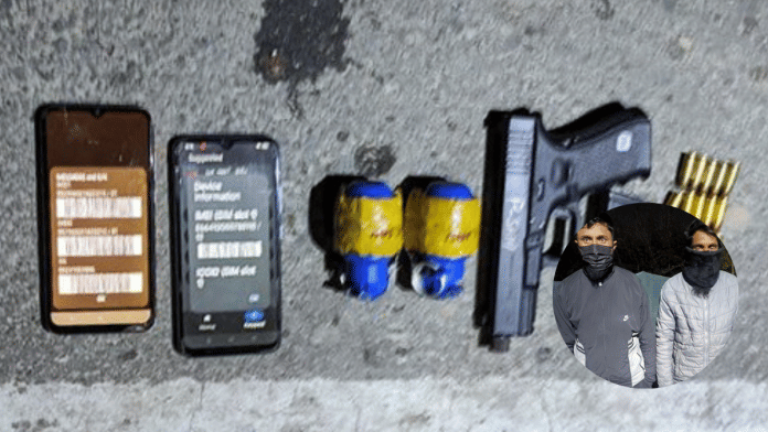 Jammu and Kashmir and security forces in a joint operation arrest two hybrid terrorists, Shabir Najar and Shabir Mir, and recovered arms and ammunition, mobile phones and other incriminating materials at Mominabad, Sopore, in Baramulla on Thursday | ANI