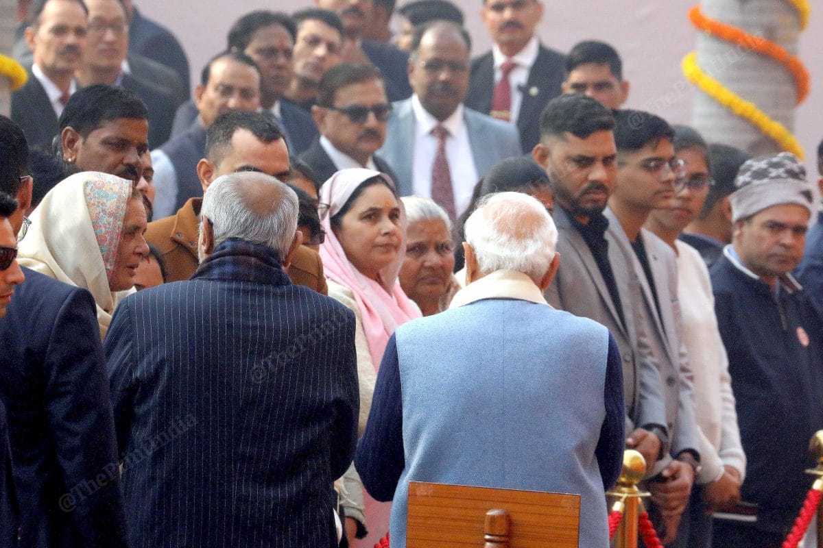Vice President C. P. Radhakrishnan, PM Modi meet the family members of the security personnel killed in the 2001 Parliament attack. | Praveen Jain/ThePrint