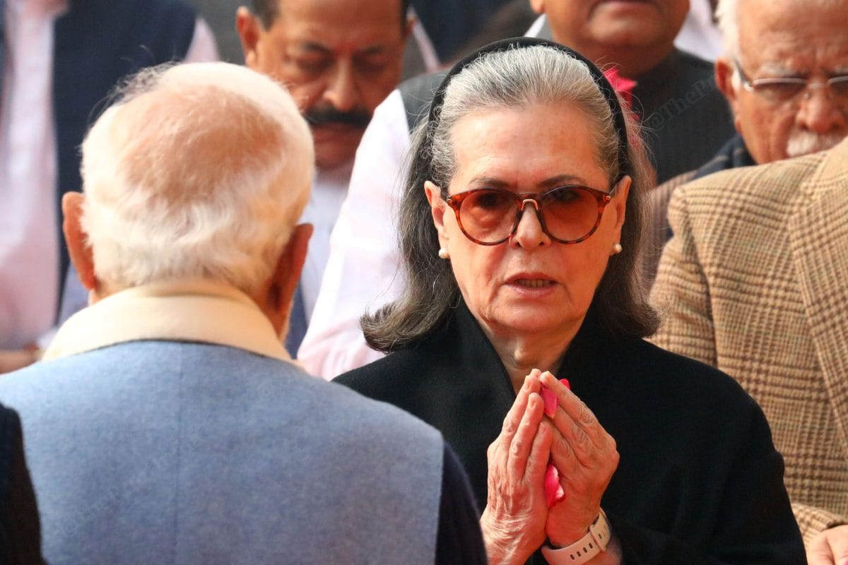 PM Narendra Modi and Congress leader Sonia Gandhi at the Parliament complex to pay tribute to those killed in the 13 December 2001 attack. | Praveen Jain/ThePrint