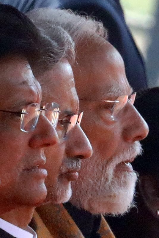  Piyush Goyal and S Jaishankar along with the Prime Minister at the Rashtrapati Bhavan during the Ceremonial Reception of Russian President Vladimir Putin | Praveen Jain | ThePrint
