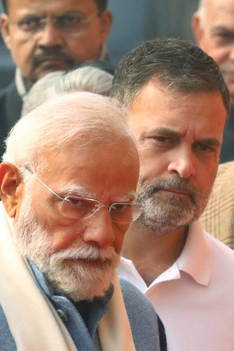 PM Narendra Modi and Lok Sabha Leader of the Opposition Rahul Gandhi at Parliament House complex. | Praveen Jain/ThePrint