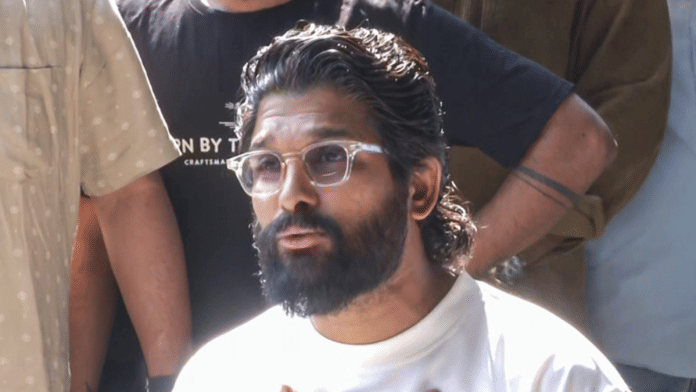 File photo of actor Allu Arjun addressing the media on being released from Chanchalguda Central Jail on interim bail last year. | ANI