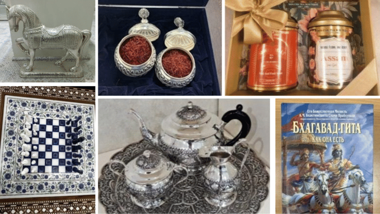 The gifts for Putin: Saffron from Kashmir, marble chess set from Agra, silver tea set from Bengal