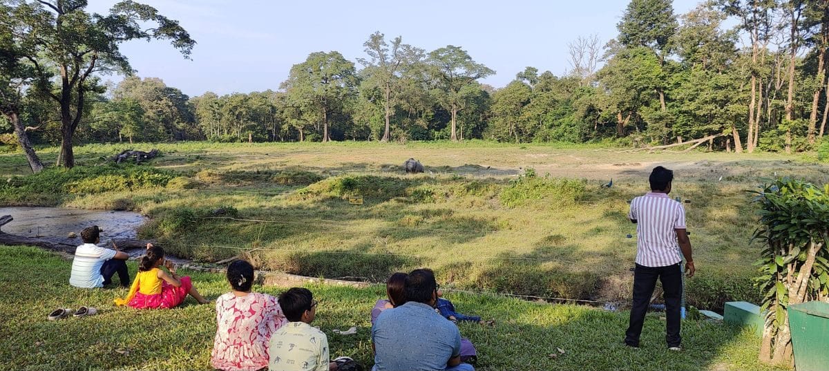 People observing rhinos and other animals at the park | Photo: Soumya Pillai, ThePrint