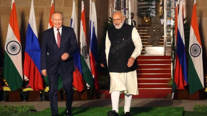 File photo of PM Modi and President Putin | Praveen Jain | ThePrint