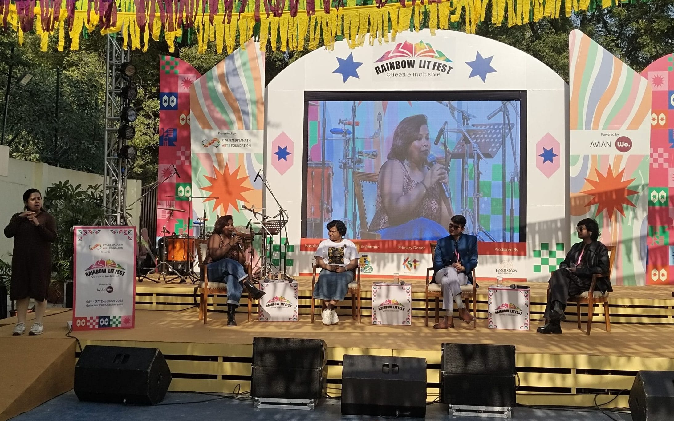 (L-R) Shreya, Shravani Bogale, Khushwant Karkan, and Sudipta Das at the panel titled 'Stories From The Margins, Stories That Speak Queer' 